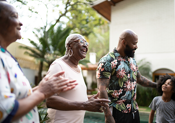 An African-American family outside